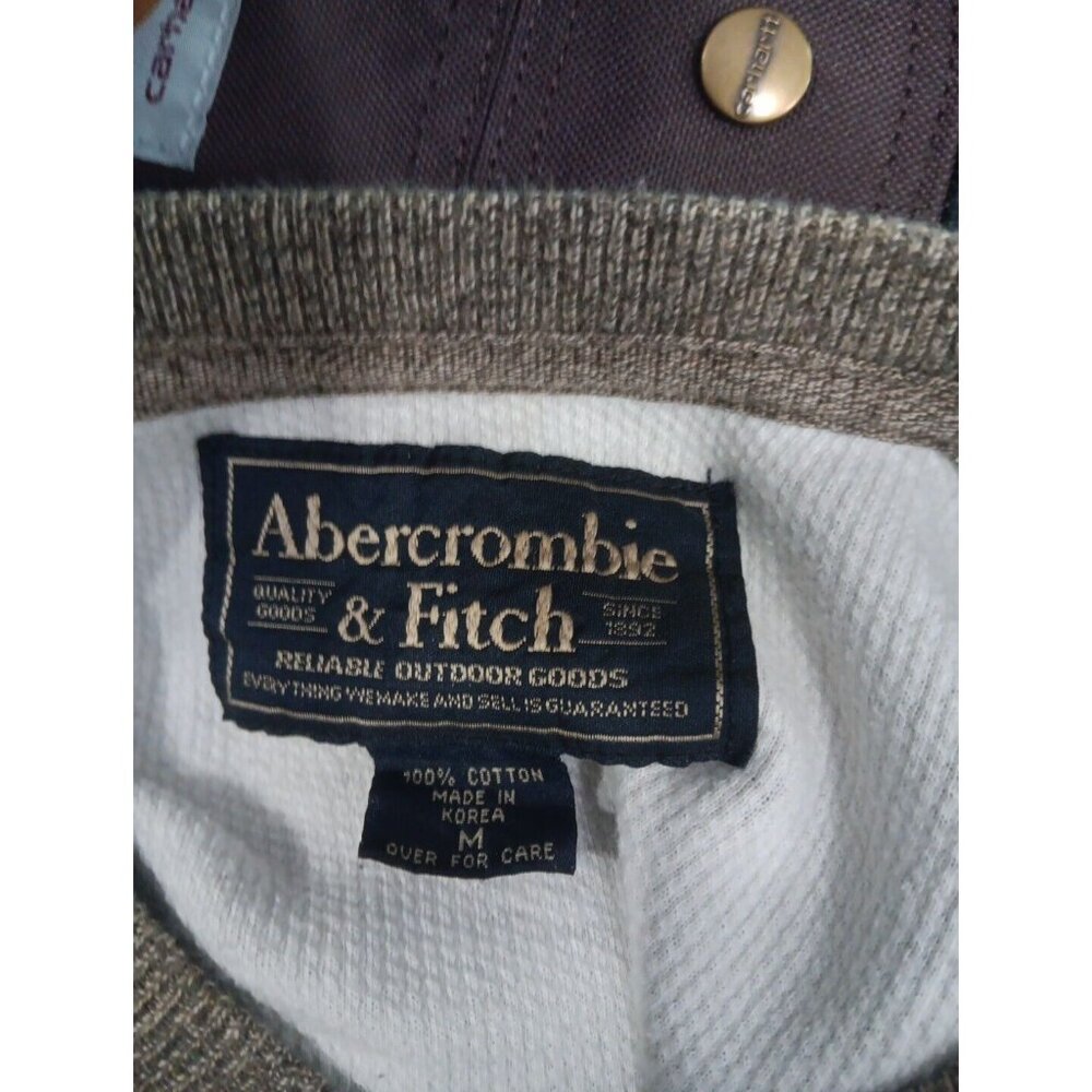 Vintage Abercrombie Fitch Sweater Mens MedBrown Gray Pullover V-Neck Casual Y2K - Picture 8 of 9